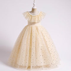 Kid Girl Princess Tulle Star Sequins Flower Teens Formal Wedding Pageant Dresses
