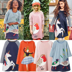 Baby Girl Dress Long Sleeve Shirt Casual Autumn Dresses 1-7Y