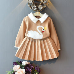 Girls Vestido Utumn Winter Warm Swan Garment Casual Dress