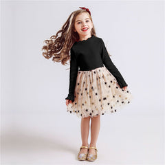 Girls Dresses Holiday Casual Knitted Mesh Tutu Dresses 2-8 Years