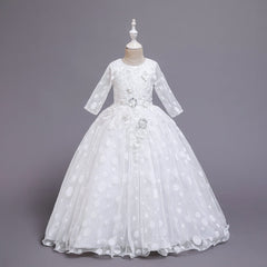 Girls Party Wedding Lace Embroidery Princess Formal Dresses 3-12 Years