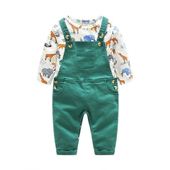 Infant Baby Bodysuit Bib Outfit Set Cute 2 Pcs Set