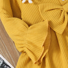 Baby Girl Long Sleeve Lovely Bow Collar Dresses