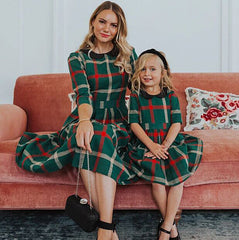 Family Matching Plaid Parent-child Spring Trend Dress