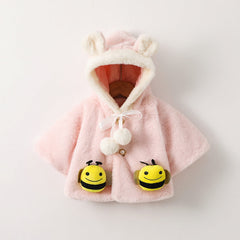 Baby Girl Cartoon Bee Wool Cape Coats