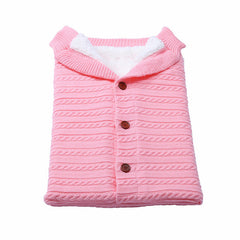 Baby Button Outdoor Cart Wool Knit Fleece Thickened Thermal Sleeping Pajamas