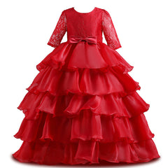 Kid Girl Christmas Party Lace Fluffy Yarn Dress