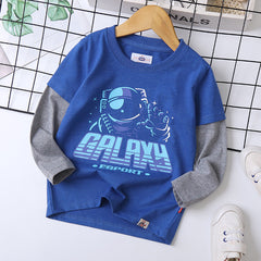 Kid Boy Letter Cartoon Print Long-sleeved Spring T Shirt