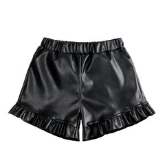 Kid Girls Fashion Leather Show Tall Slim Wide Leg Pants