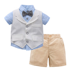 Kid Baby Boy Gentleman Short Seeve Sets 2 Pcs