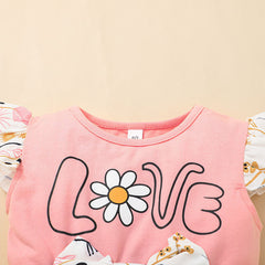 Baby Girl Flower Summer Sweet Alphabet Printed Princess Dresses
