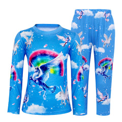 Kid Baby Boy Girl Spring Autumn Unicorn Cute Cartoon Print Loungewear Pajamas