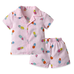 Kid Baby Boy GirlCotton Pajamas Summer Short Sleeve Cartoon Casual 2 Pcs