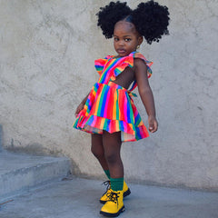 Kid Baby Girls Spring Sleeveless Rainbow Beach Dress