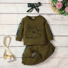 Baby Boy Girl Solid Monogrammed Long Sleeved Leopard Mosaic 2 Pcs Sets