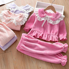 Kid Girl Nightgown Flannel Thick Home Coral Fleece Pajamas