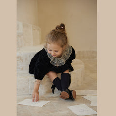 Kid Girl Retro Hepburn Velvet Long Sleeved Dresses