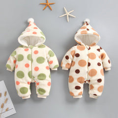 Baby Boy Girl Clamped Cotton Onesie Plus Velvet Thickened Rompers