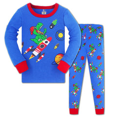 Kid Boy Pajamas Air-conditioned Long Sleeve Thread Cotton 2 Pcs