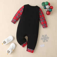Baby Autumn Black Christmas Santa Claus One-piece Romper