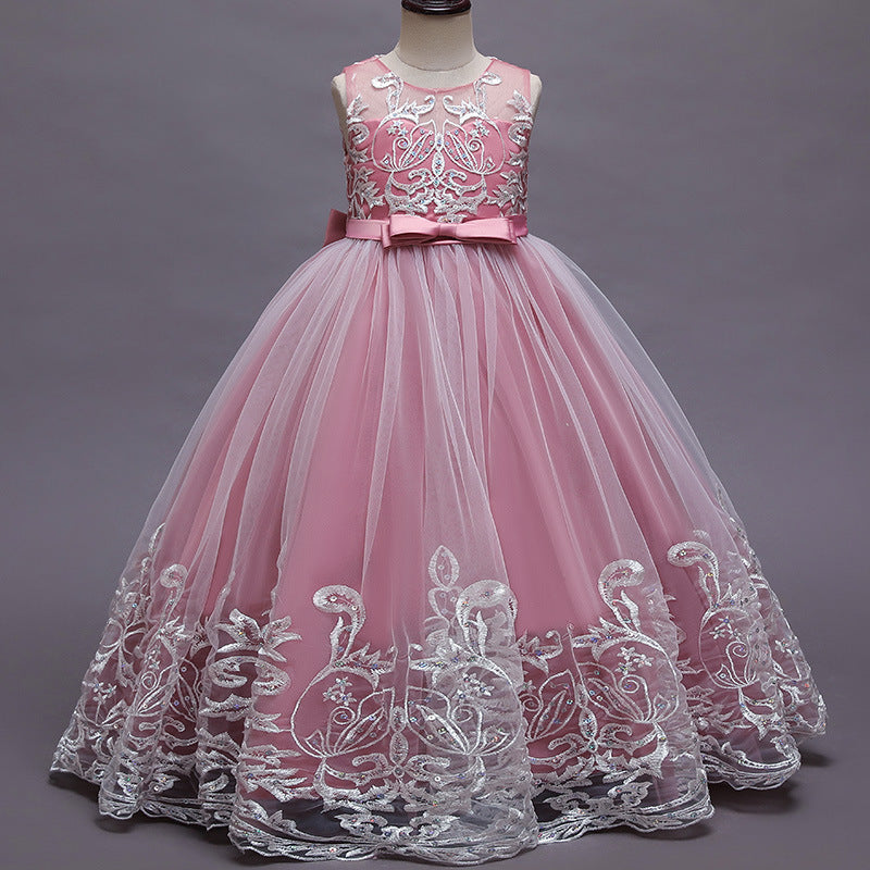 Kid Girl Princess Floral Lace Gown Sequins Gradual Change Dresses