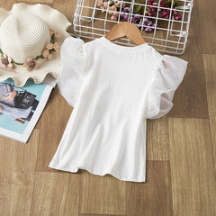 Kid Baby Girls Short-sleeved Printed Cotton Casual T-shirt