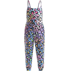Kid Baby Girl One-piece Suspenders Leopard Print Loose  Long Pants