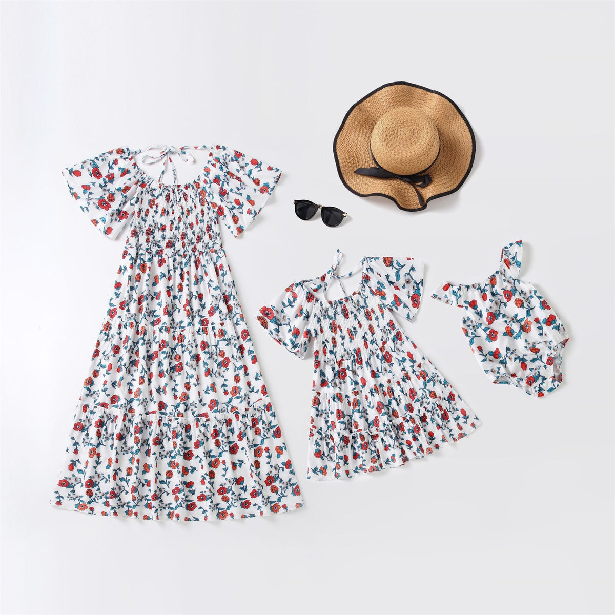 Family Matching Mother-daughter Parent-child Flower Dresses