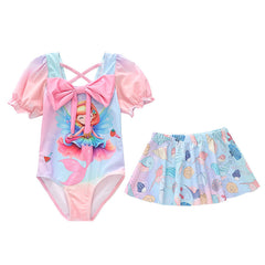 Kid Girl One Piece Long Sleeved Split Trendy Swimsuit