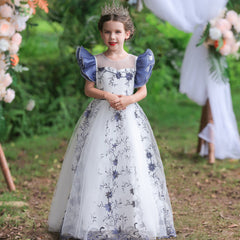 Kid Girl Embroidered Princess Lace Trendy Host Show Dresses