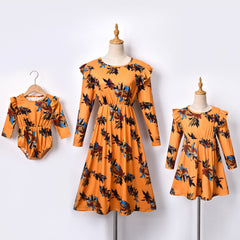 Family Matching Parent-child Mother-daughter Short Sleeve Printed Dress