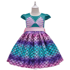 Kid Girl Mermaid Cake Bow Princess Dresses