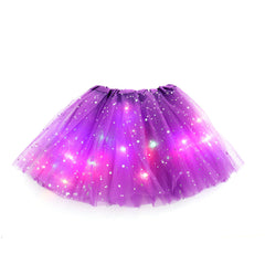 Kid Girl Sequined Led Illuminated Tutu Half-body Mesh Skirts