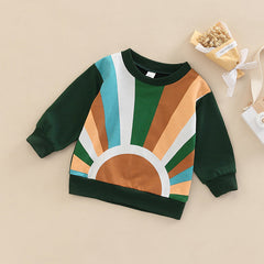 Autumn Kids Baby Girls Sweatshirt Sun Print Long Sleeve Sweaters Tops