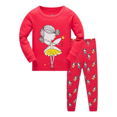 Kid Girl Pajamas Air-conditioned Long Sleeve Thread Cotton Suits
