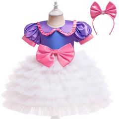 Kid Baby Girls Snow White Cake Lace Bow Pompadour Dresses