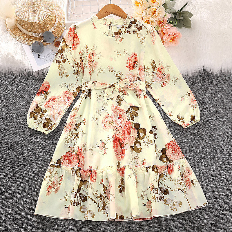 Kid Girl  Floral Long Sleeve Autumn Winter Dresses