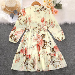 Kid Girl  Floral Long Sleeve Autumn Winter Dresses