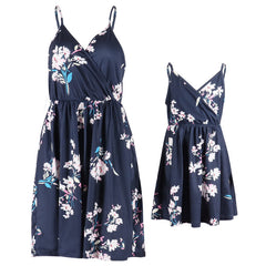 Family Matching Mother- daughter Floral Print Holiday Beach Dresses