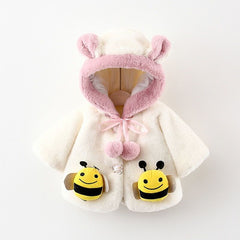 Baby Girl Cartoon Bee Wool Cape Coats