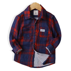 Kid Boy Fashion Letter-printed Plaid Long-sleeve Shirt