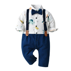 Baby Boy Gentleman Bow Tie Crawl Suit Long Sleeve  2 Pcs Sets