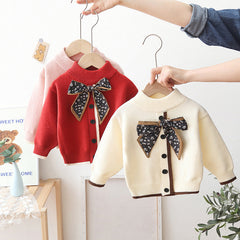 Kid Baby Girls Round Neck Velvet Spring Winter Sweater