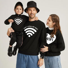 Family Matching WIFI Printed Cartoon Valentine's Day Sweatshirts