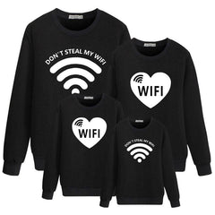 Family Matching WIFI Printed Cartoon Valentine's Day Sweatshirts
