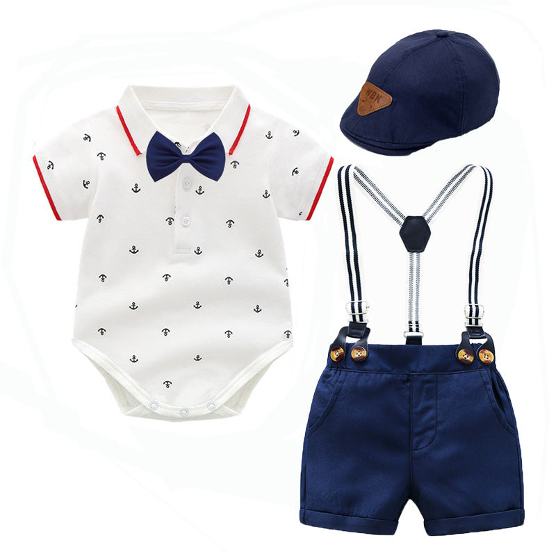 Baby Boy Climbing Suit Triangle Gentleman 3 Pcs Sets