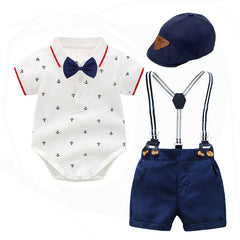Baby Boy Climbing Suit Triangle Gentleman 3 Pcs Sets