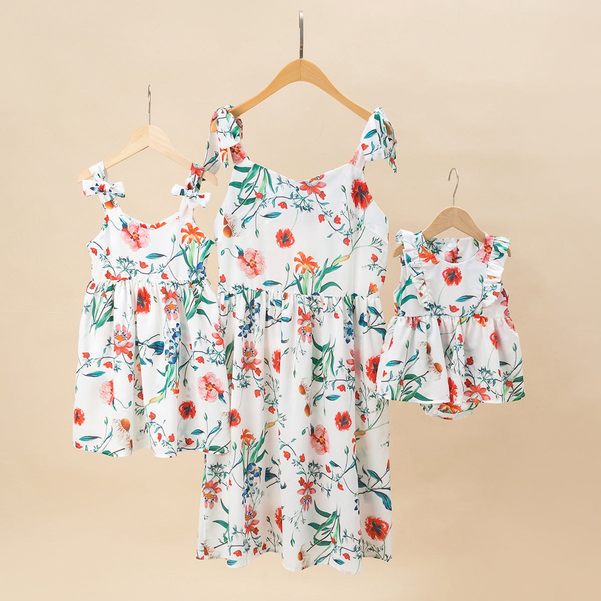 Family Matching Mother Daughter Strap Style Dress