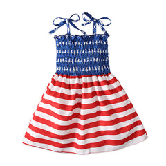 Kid Baby Girls Strap Independence Day Summer Star Flag Banded Party Dresses