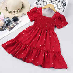 Kid Baby Summer Fashionable Wave Point Short Sleeve Dresses